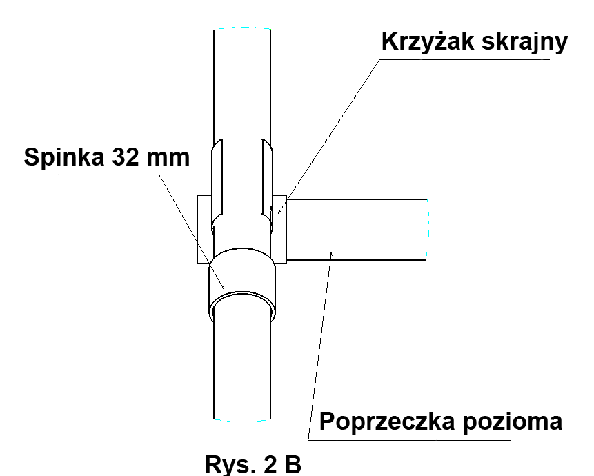 Krzyżak skrajny do łączenia rur poprzecznych ze skrajnymi pałąkami